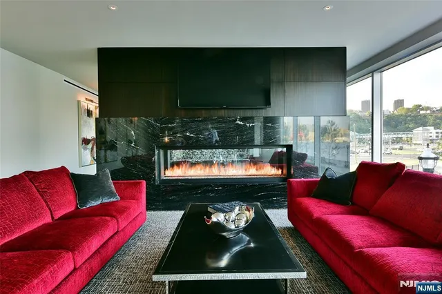 a kitchen with a sink and a large window