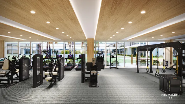 a view of a room with gym equipment