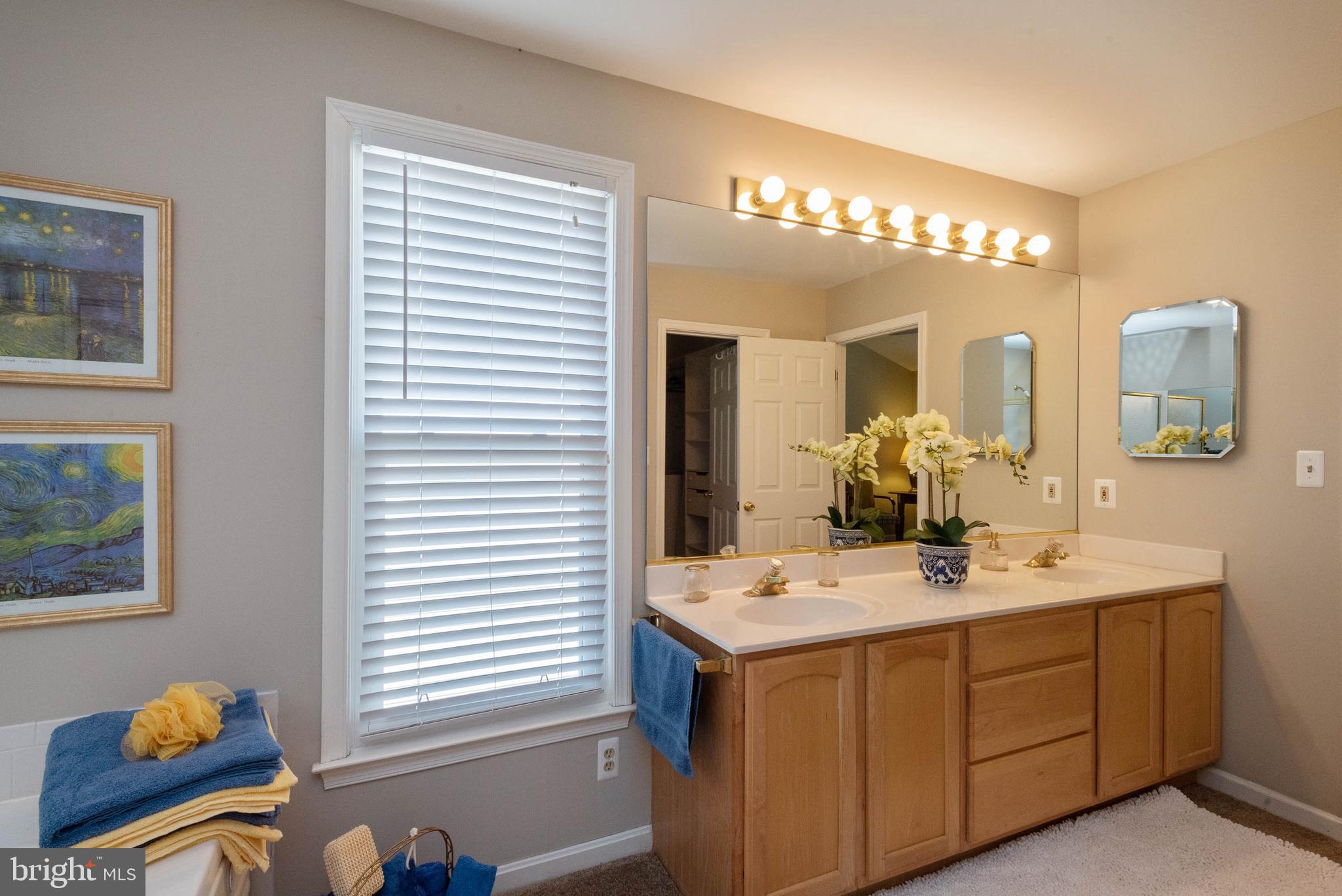 8608 Ashcroft Drive Laurel, MD 20708 - Photo 25 of 45 a bathroom with a double vanity sink and a mirror