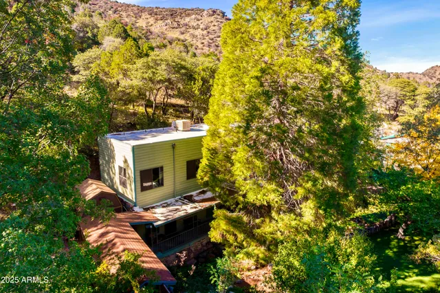 a bedroom with a bed and a potted plant