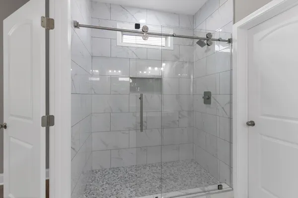 a bathroom with a shower