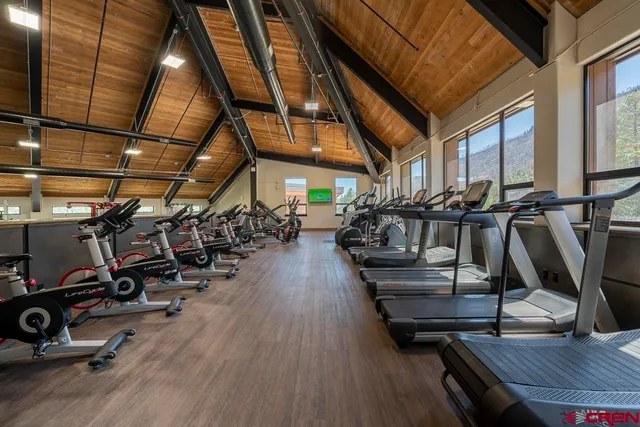 a view of a room with gym equipment