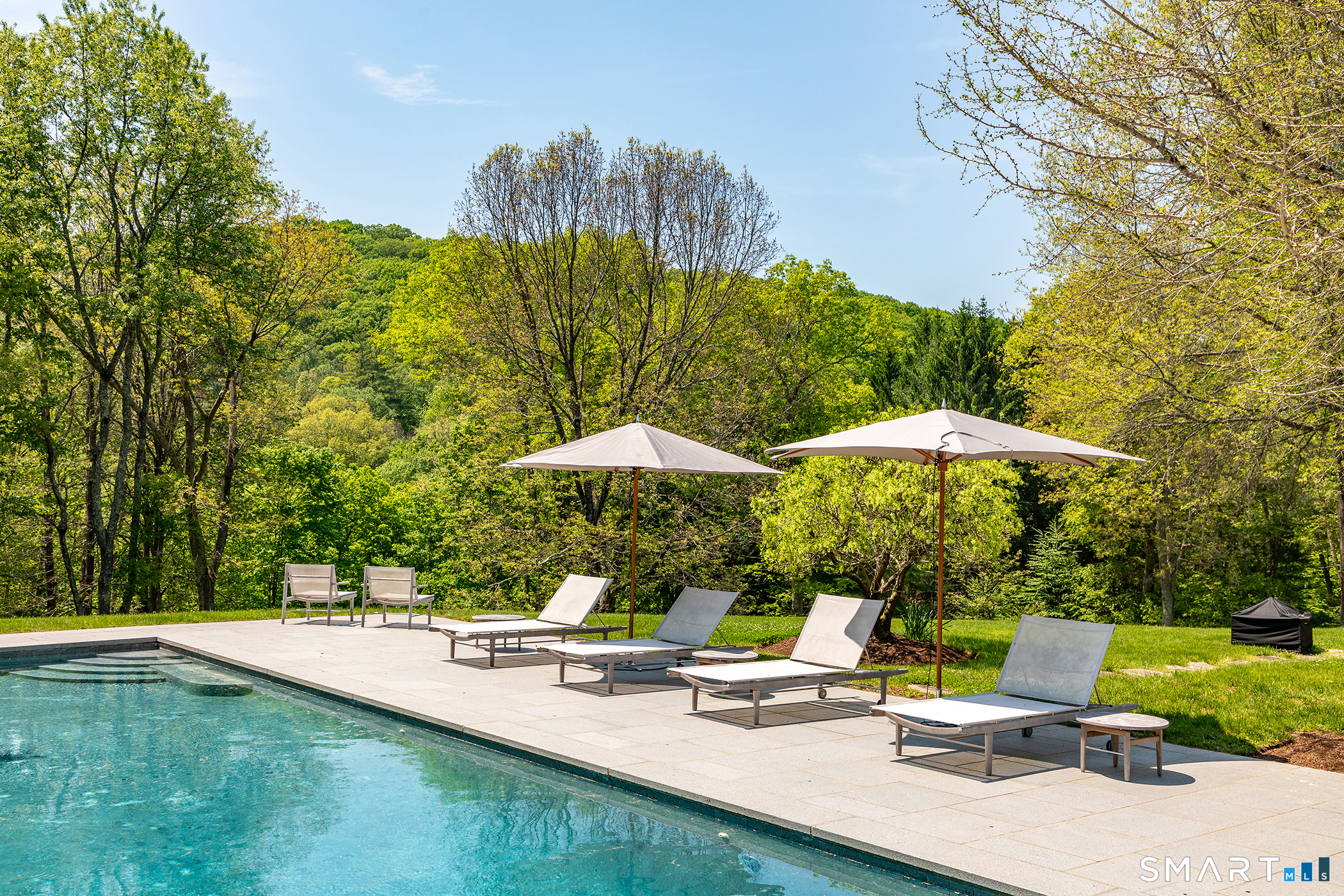 47 Squire Road Roxbury, CT 06783 - Photo 3 of 27 a view of pool with lawn chairs under an umbrella