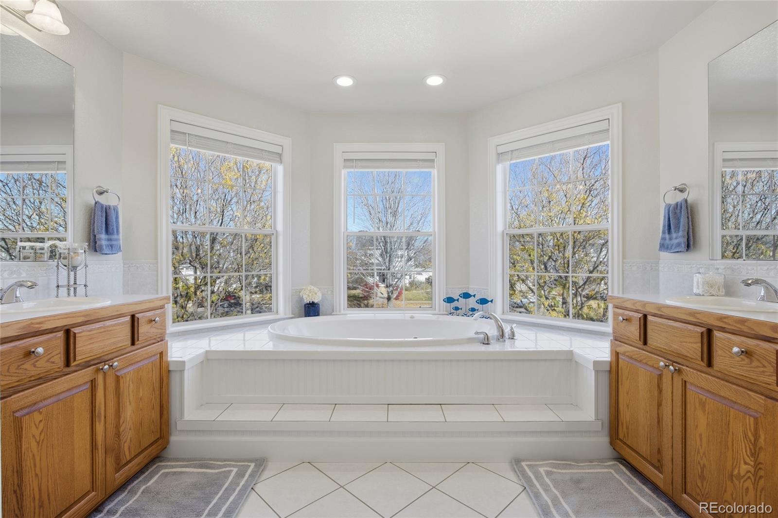 1229 Founders Circle Windsor, CO 80550 - Photo 21 of 45 a spacious bathroom with a double vanity sink bathtub and next to a window
