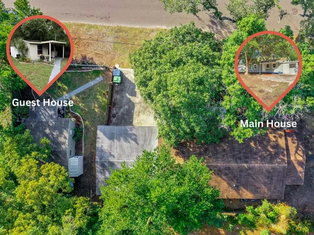 an aerial view of a house