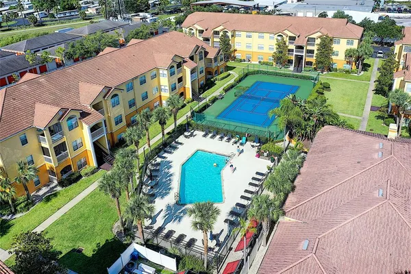 an aerial view of a house