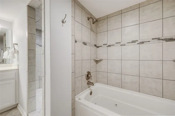 a bathroom with a bathtub