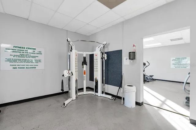 a view of a room with gym equipment