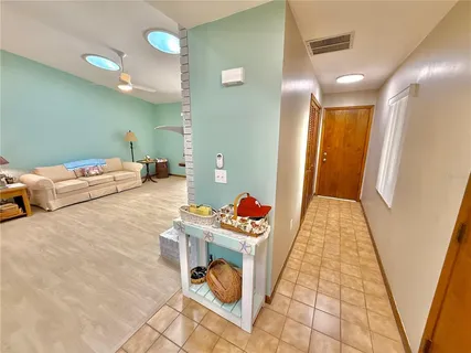 a view of a park with a slide