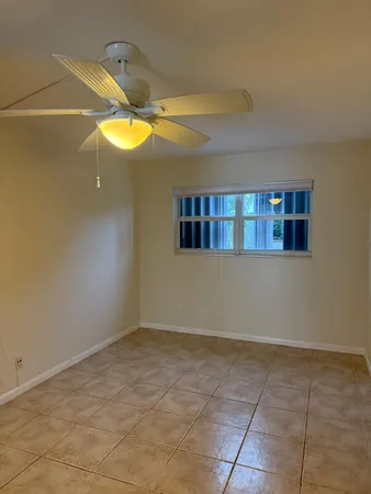 a view of a room with a window