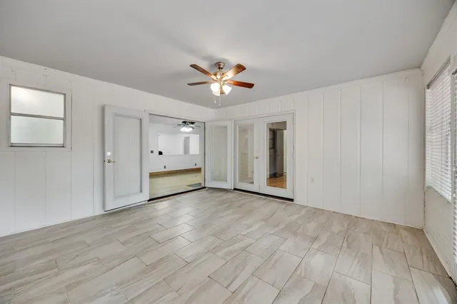 a view of a room with rack on the wall