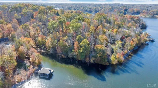 a view of a lake with a mountain