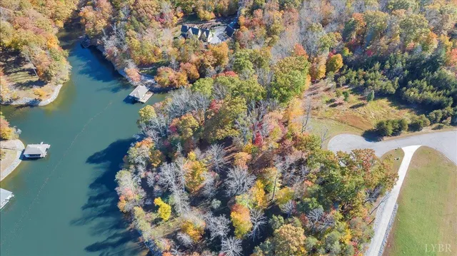 a view of a lake with mountain