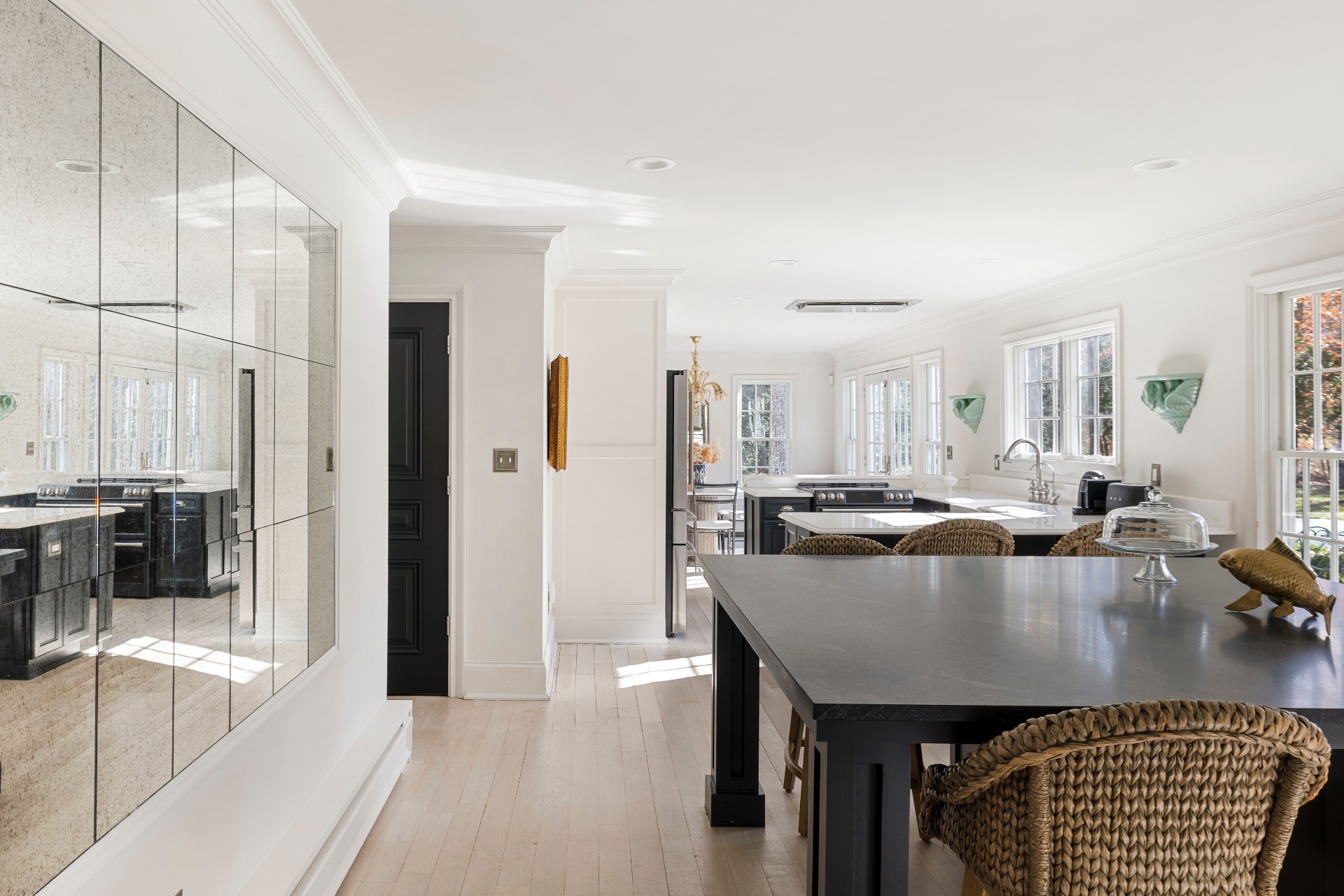 51 Jagger Lane Westhampton, NY 11977 - Photo 3 of 17 a large kitchen with a counter space a sink appliances and living room view