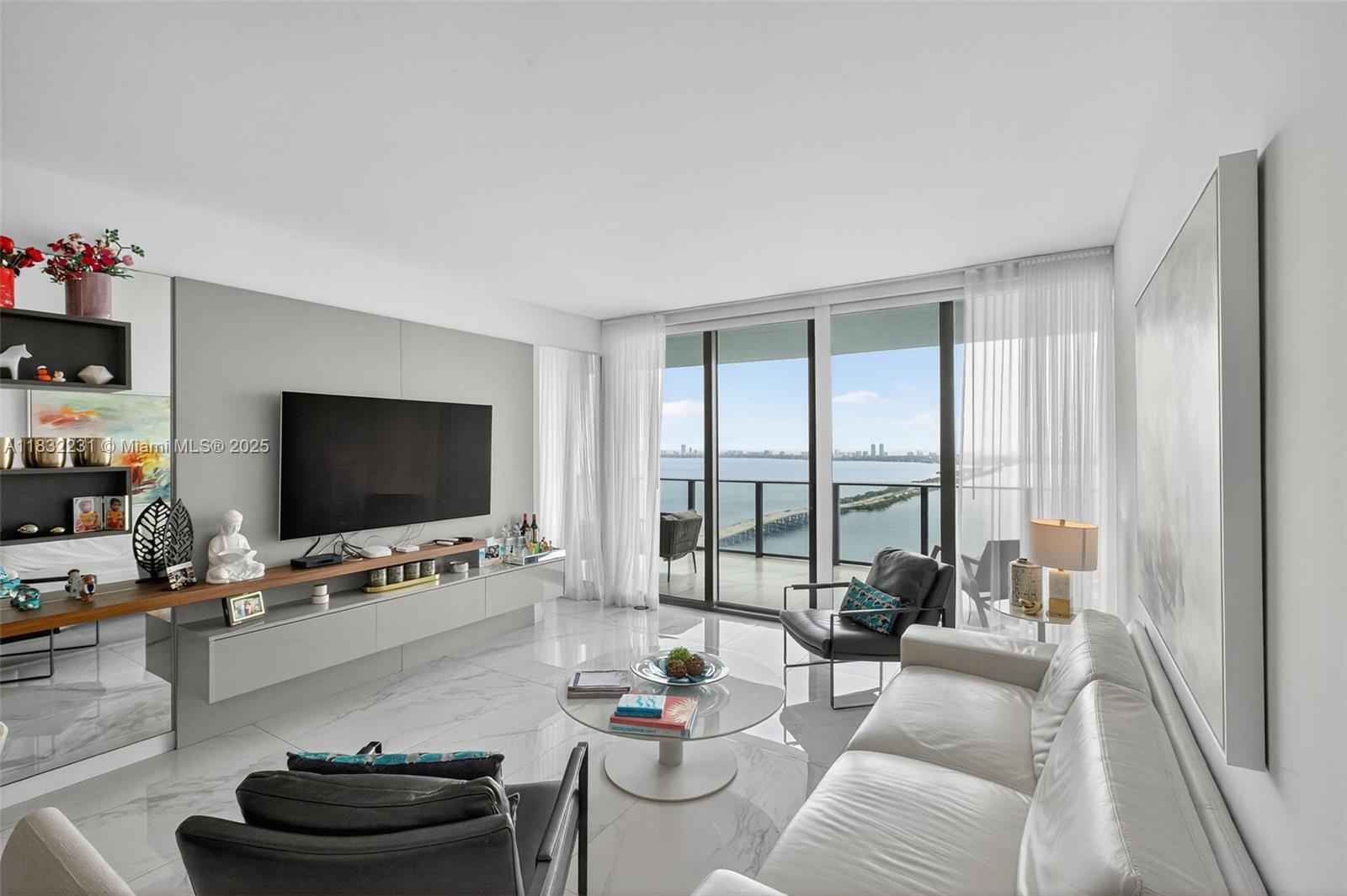 3131 Northeast 7th Avenue, Unit 4503 Miami, FL 33137 - Photo 9 of 51 a living room with furniture and a flat screen tv