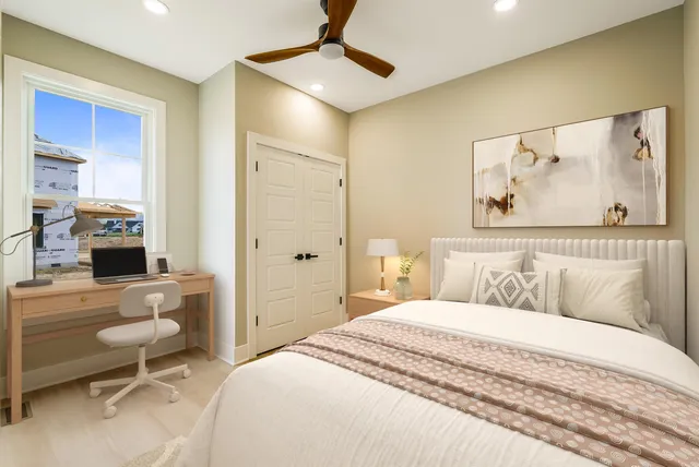 a view of balcony with wooden floor