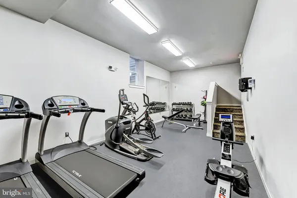 a view of a room with gym equipment