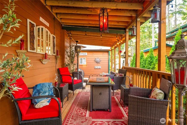 a view of an outdoor sitting space