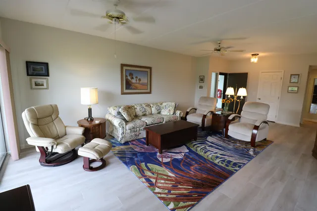 a living room with furniture