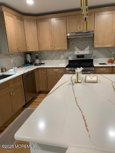 988 Elizabeth Terrace Long Branch, NJ 07740 - Photo 2 of 16 a kitchen with stainless steel appliances granite countertop a sink a stove and a microwave