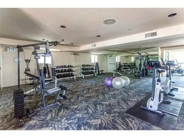 a view of a room with gym equipment