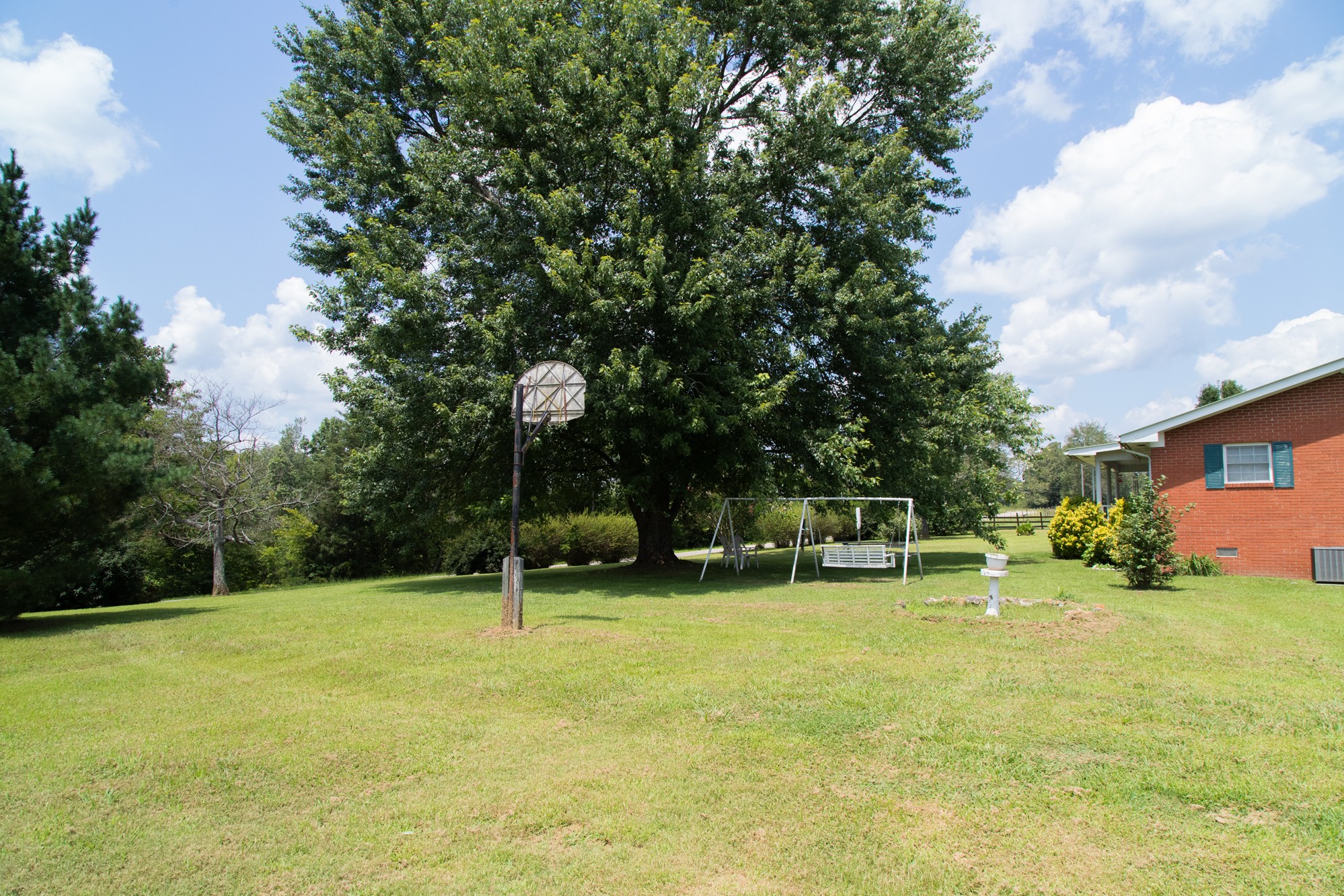 159 Trace Creek Road Hohenwald, TN 38462 - Photo 5 of 42 a backyard of a house with entertaining space and large trees