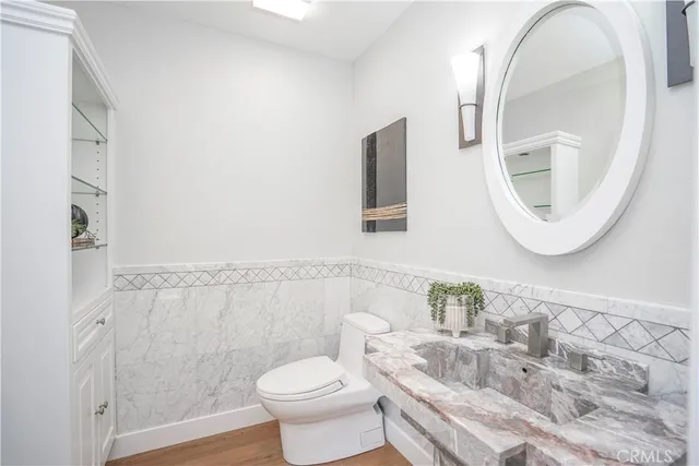 an aerial view of a house with a outdoor space