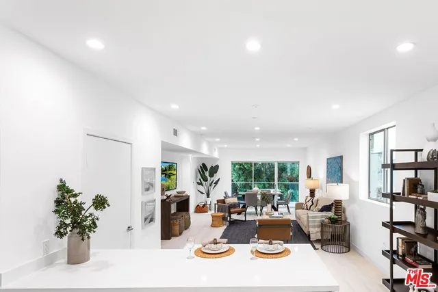 a room with furniture and a potted plant