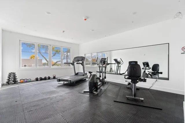 a view of a room with gym equipment