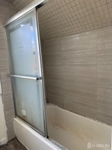 a bathroom with a bathtub