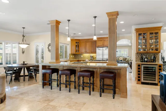 a bedroom with a bed and a lamp