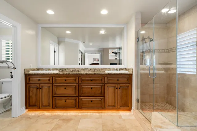 a view of a patio and garden