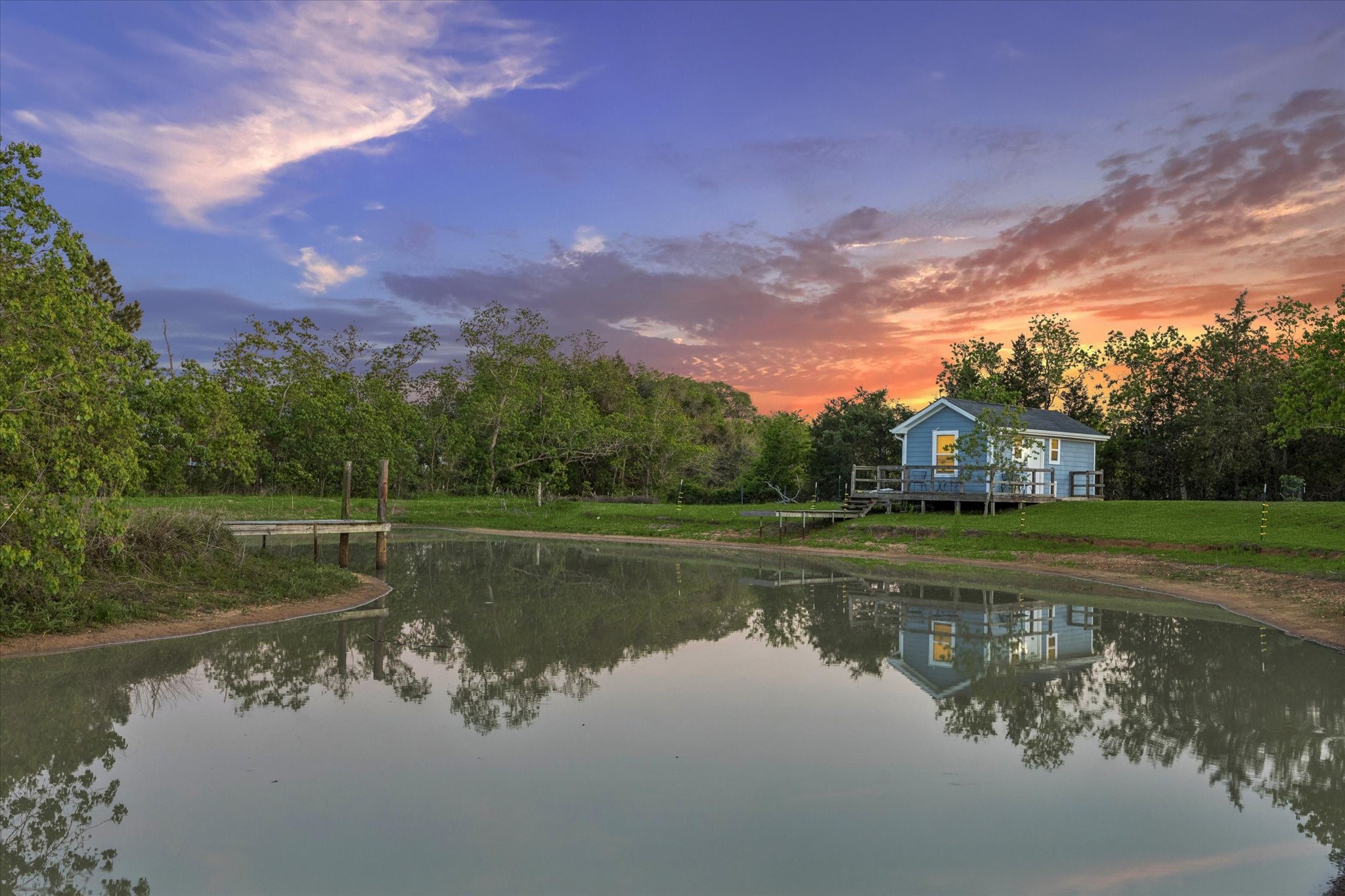 10347 Pless Road Cat Spring, TX 78933 - Photo 27 of 41 Guest house with a dock overlooking the fully stocked pond!