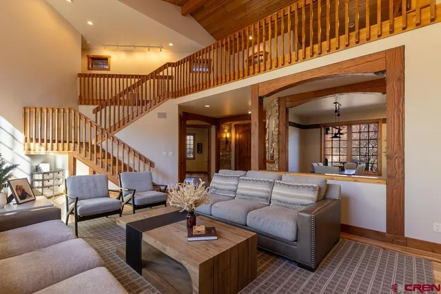 a living room with furniture