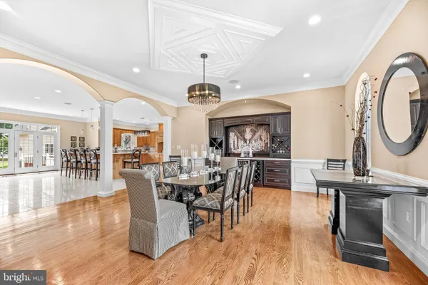a view of a room with wooden walls