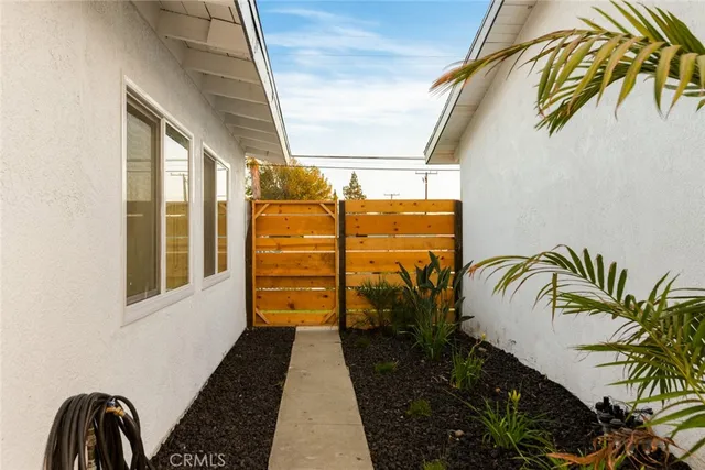 a view of a balcony with window