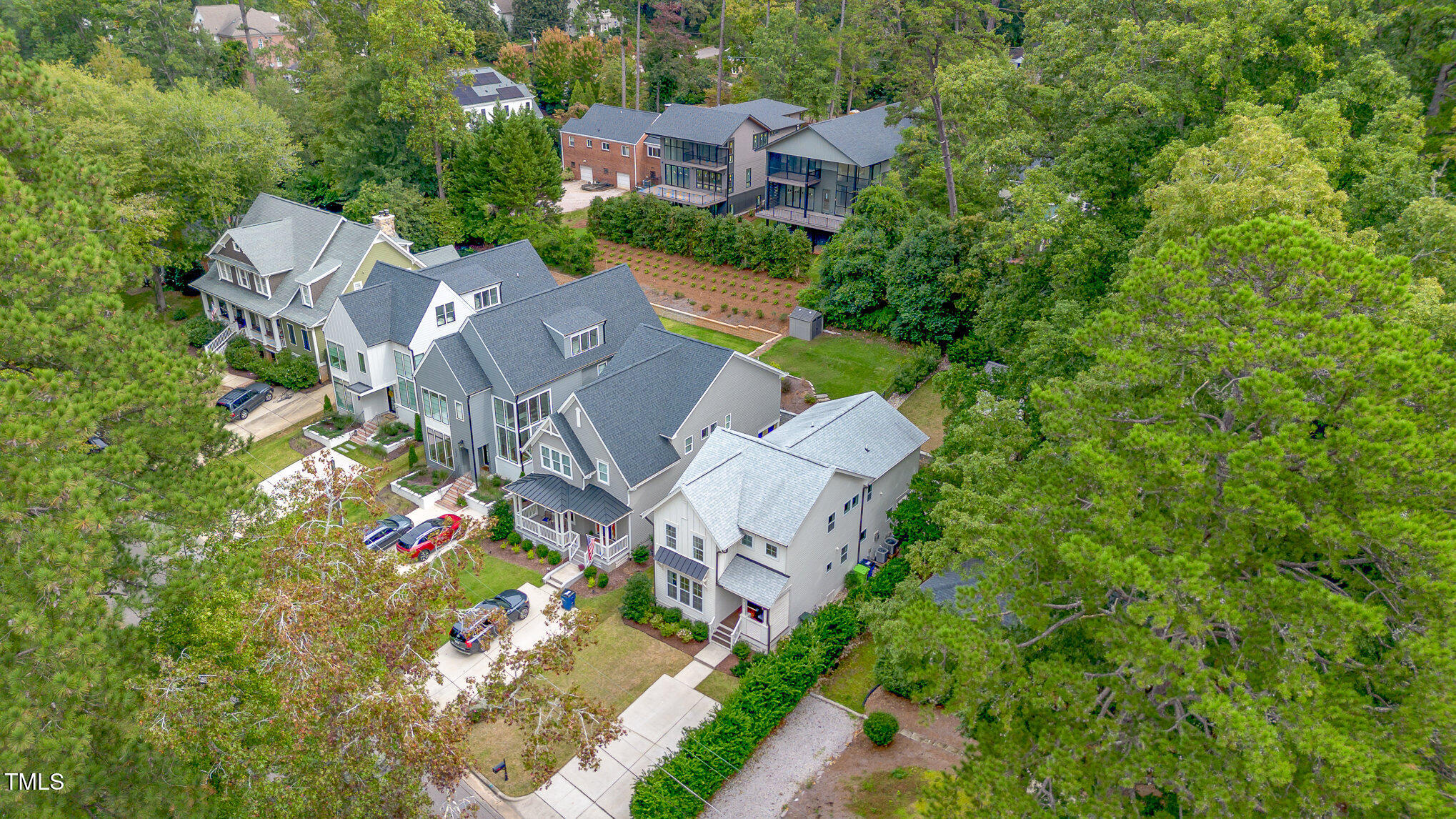1422 Banbury Road Raleigh, NC 27607 - Photo 43 of 48 an aerial view of residential house with outdoor space and trees all around