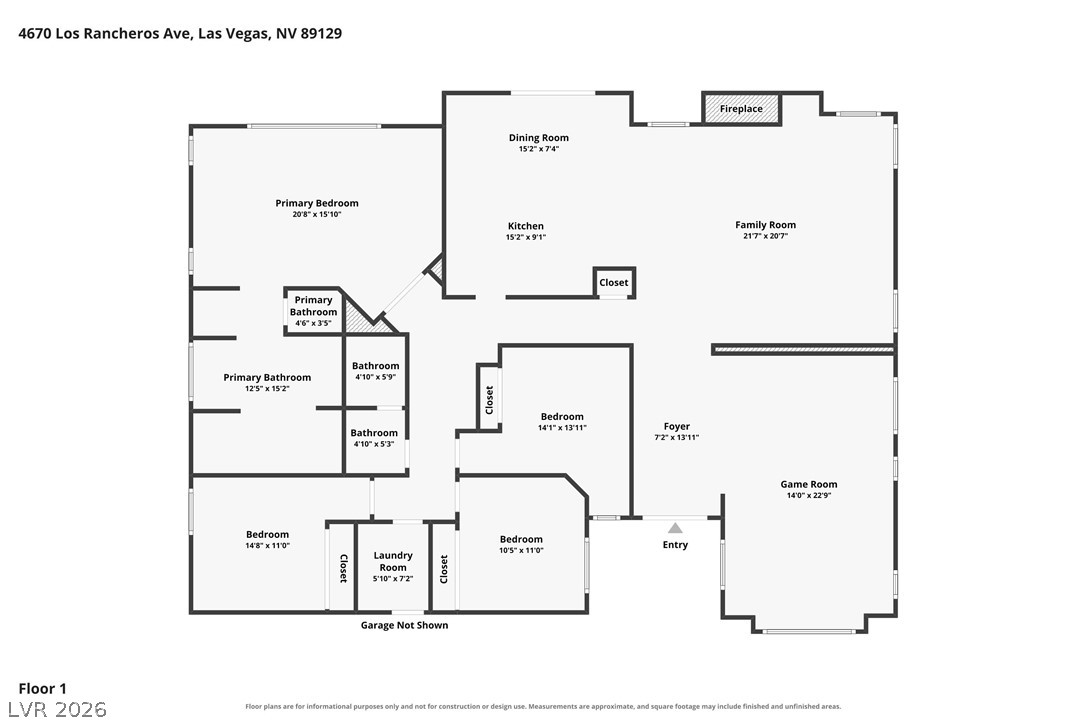 4670 Los Rancheros Avenue Las Vegas, NV 89129 - Photo 57 of 57 An organized floor plan outlines the spacious single-level layout of this modern residence.