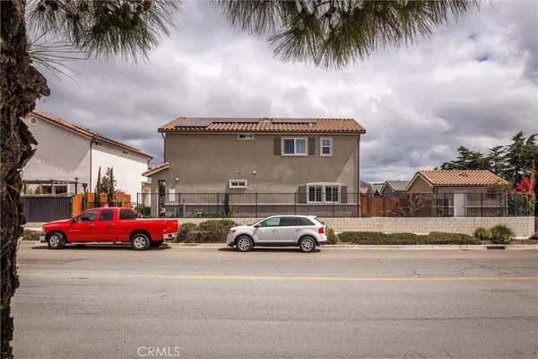 a car parked in front of a house