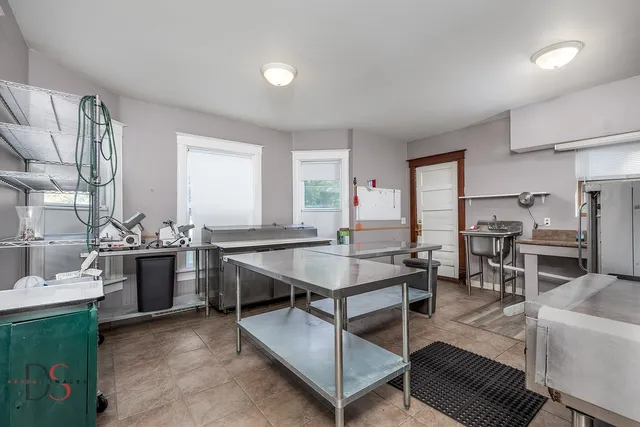 an aerial view of a house