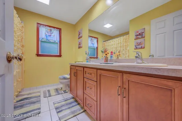 a bathroom with a sink a mirror and a toilet