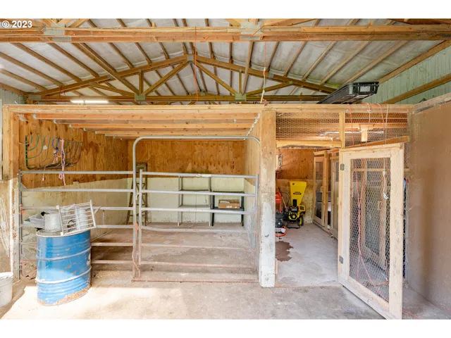 a view of a room with racks on the wall