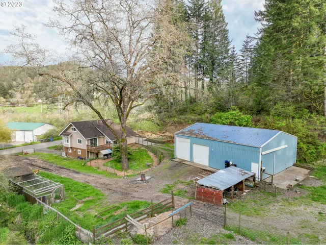 an aerial view of a house