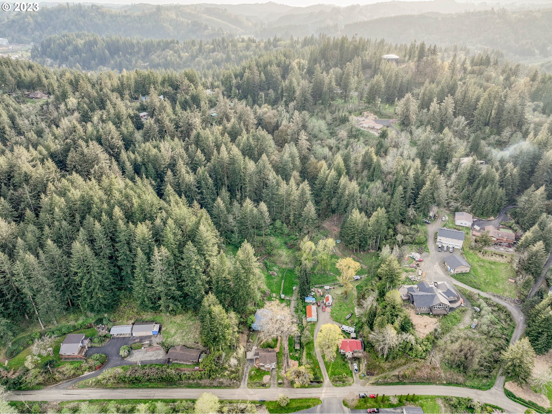 2075 Northeast Mossy Loop Toledo, OR 97391 - Photo 37 of 38 an aerial view of a residential houses with outdoor space and trees