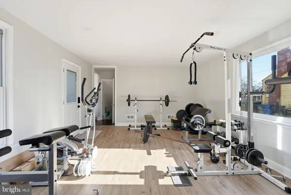 a view of a room with gym equipment