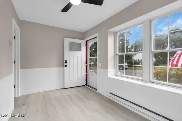 an empty room with windows