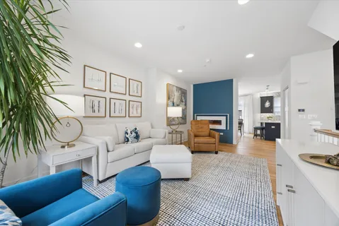 a living room with furniture or couch and a fireplace