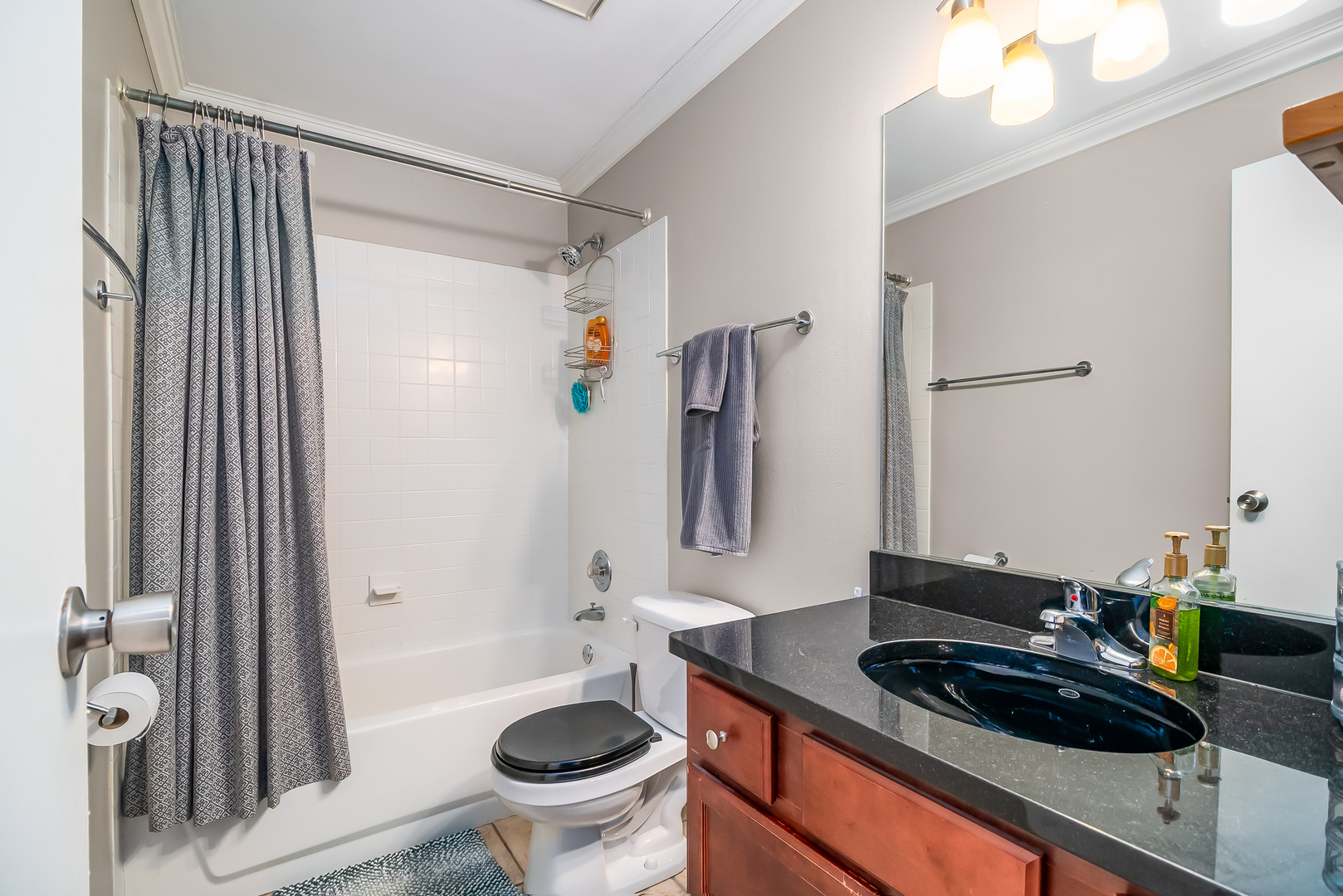 6015 Forest View Road, Unit 1A Lisle, IL 60532 - Photo 16 of 32 a bathroom with a granite countertop sink and a mirror