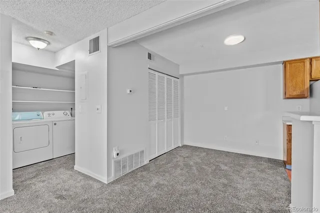 a view of a storage & utility room with closet