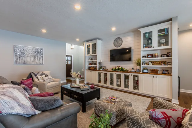 a living room with furniture